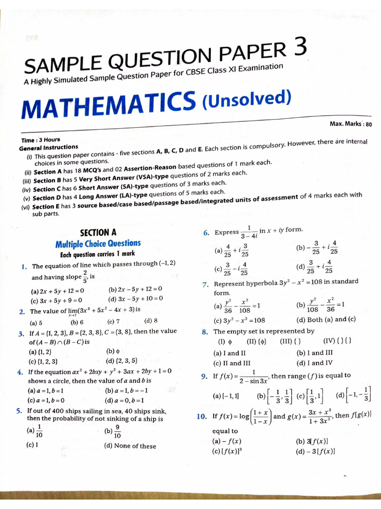 Sample Paper 3 | PDF