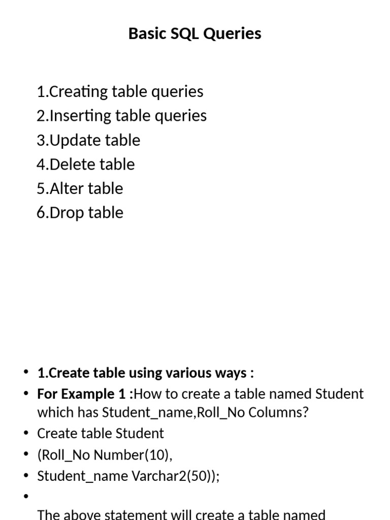 Basic SQL Queries | PDF | Teaching Methods & Materials | Computers