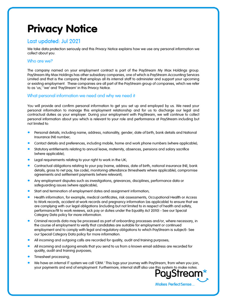 Paystream PrivacyNotice | PDF