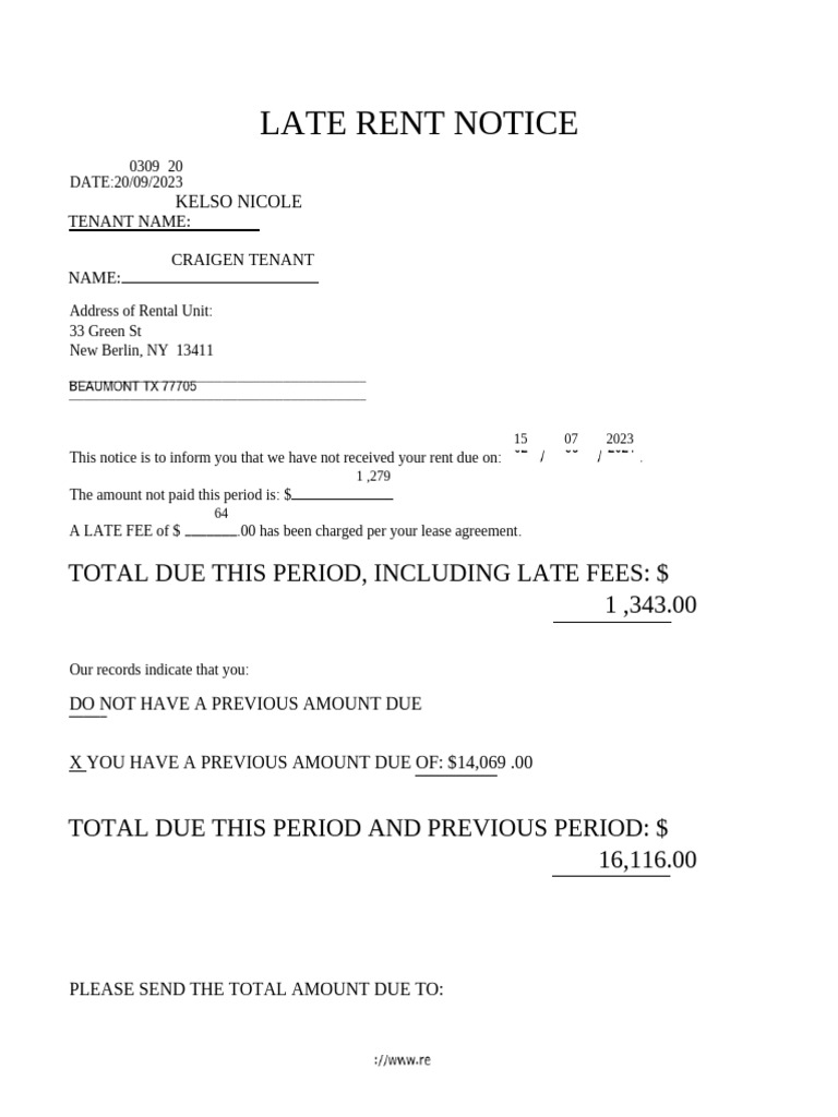 Tenant Rent Notice | PDF