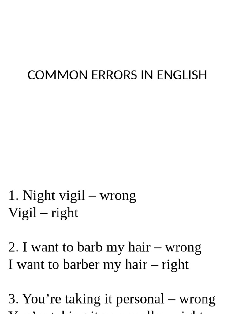 Common Errors in English | PDF