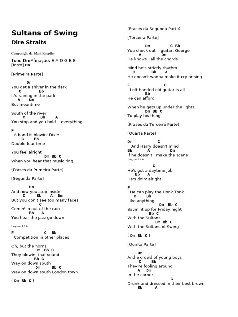 Words To Sultans Of Swing