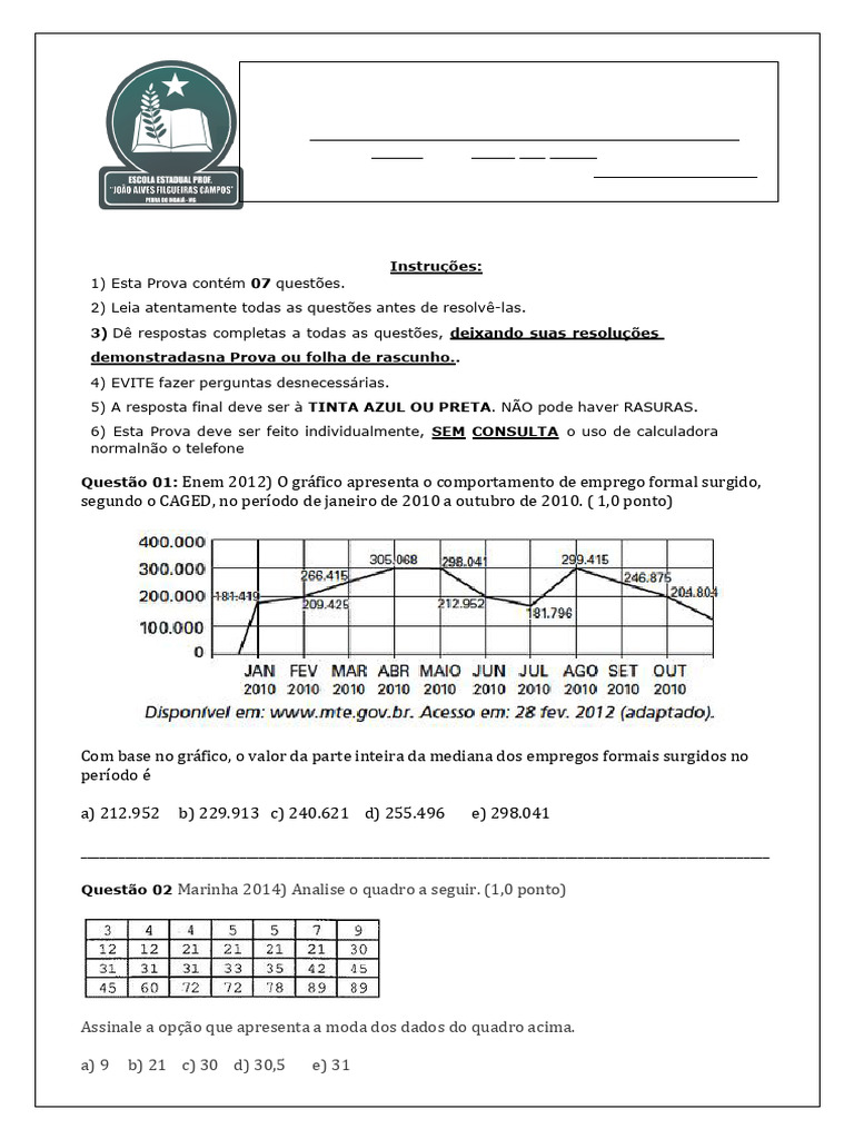 Prova 3 Ano A | PDF