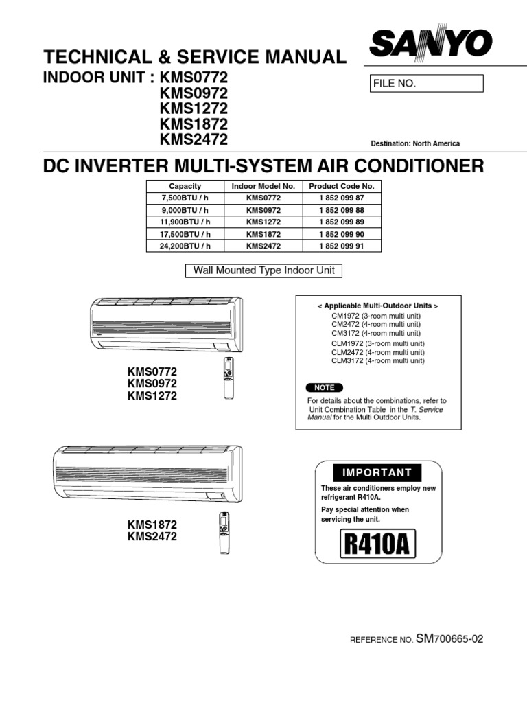 Sanyo Air Conditioner Manual Air Conditioning Electric Motor
