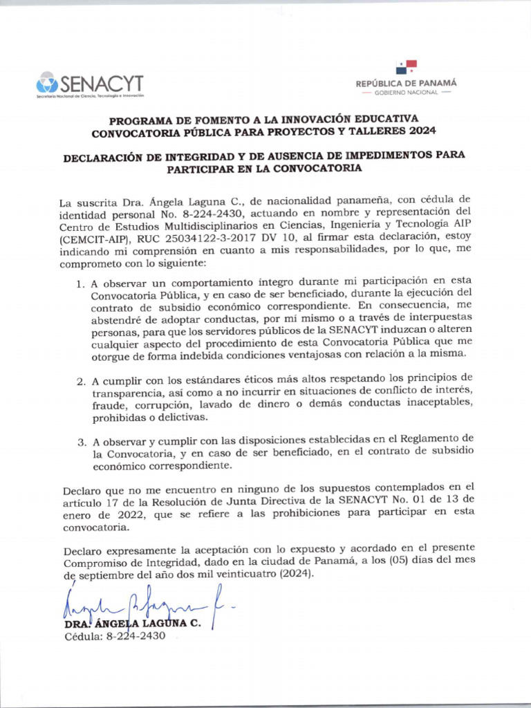 Declaración de Integridad | PDF