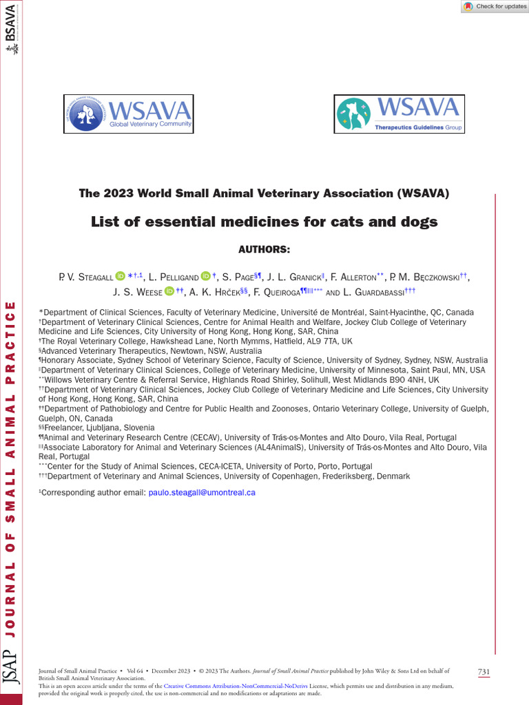 J of Small Animal Practice - 2023 - Steagall - The 2023 World Small ...