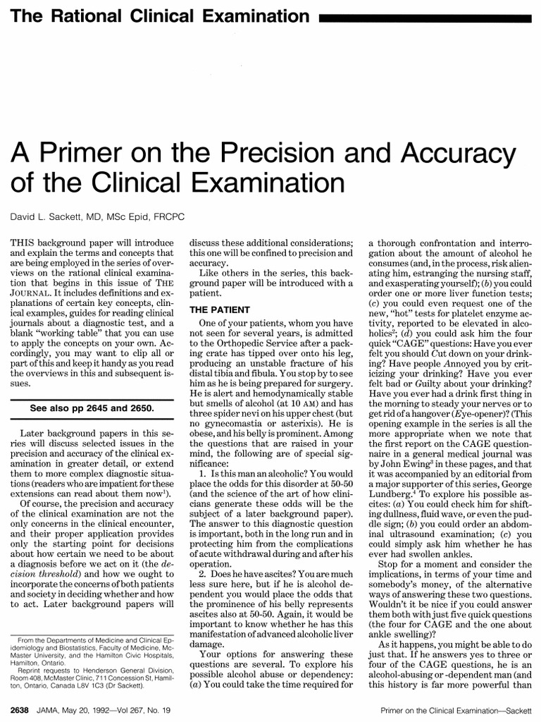 The Rational Clinical Examination. A Primer On The Precision and ...