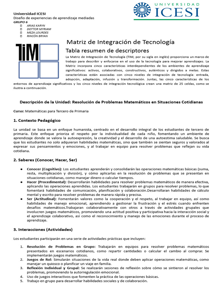 Matriz TIM | PDF | Evaluación | Arte