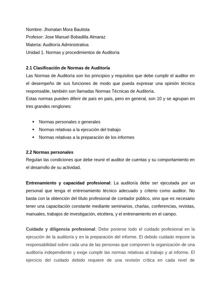 Normas y Procedimientos de Auditoría | PDF