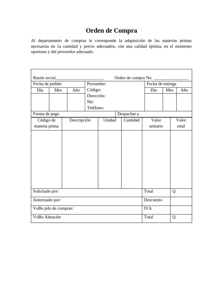 Orden de Compra | PDF