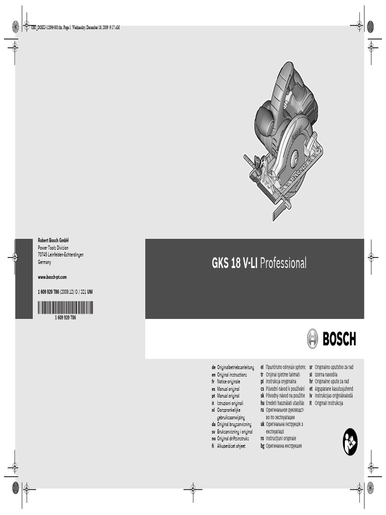 Bosch GKS 18 V-LI User Manual | PDF