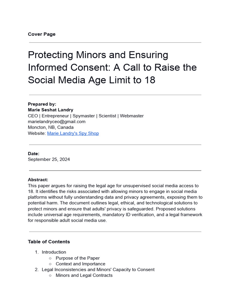 Informed Consent and Minors' Social Media Use | PDF | Social Media ...