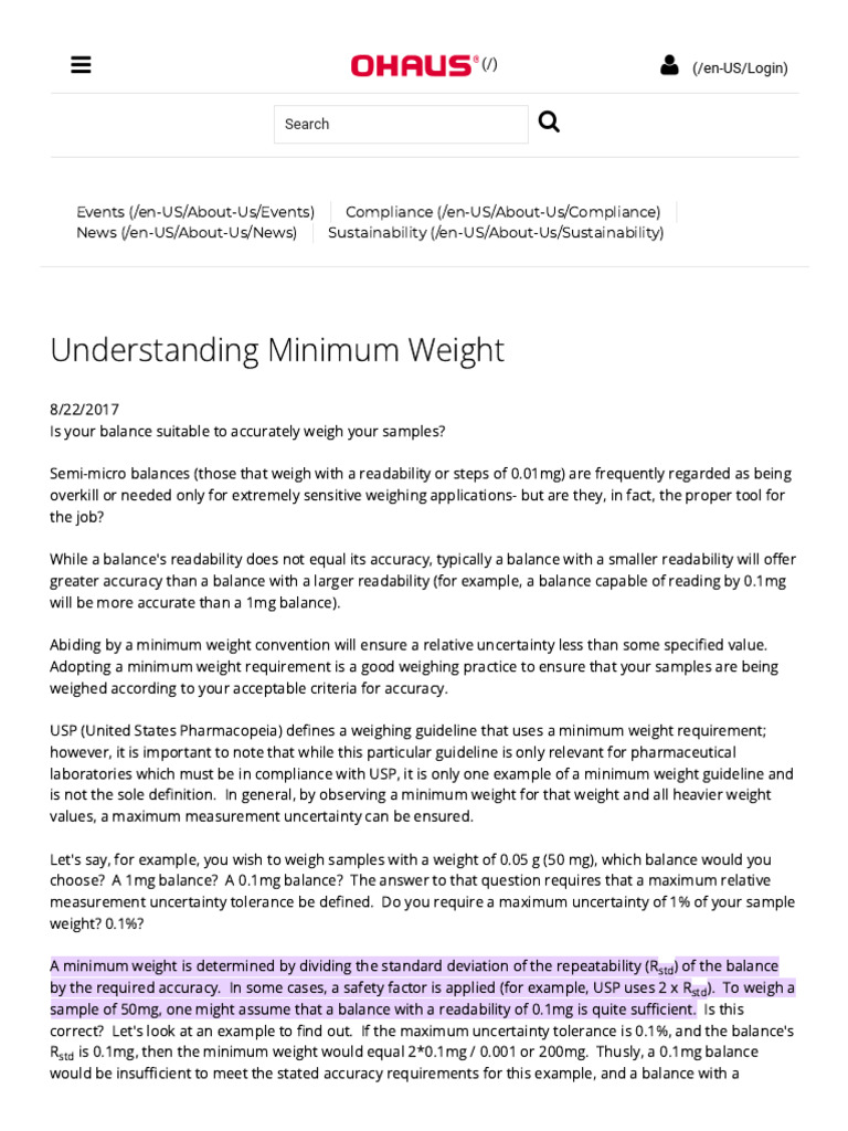 Understanding minimum weight ohaus pdf