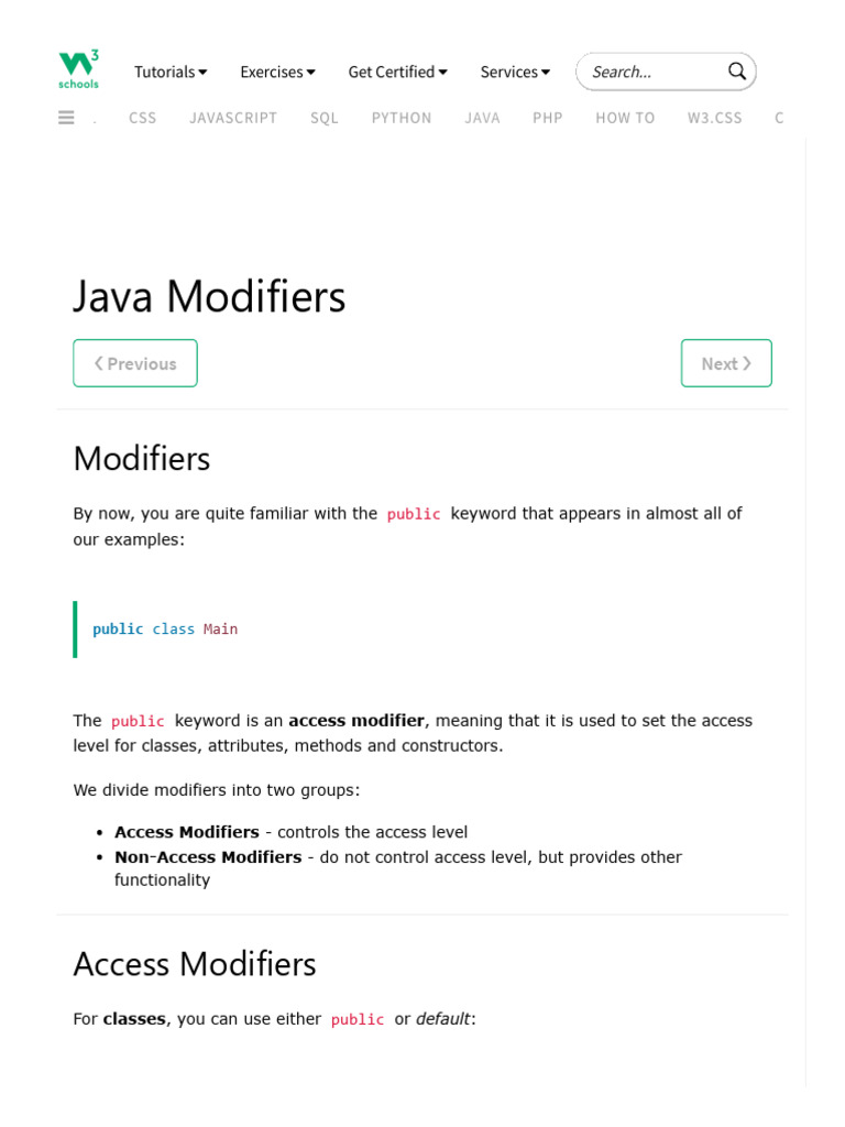 Java Modifiers | PDF
