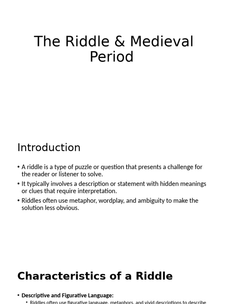 The Riddle Medieval Period | PDF