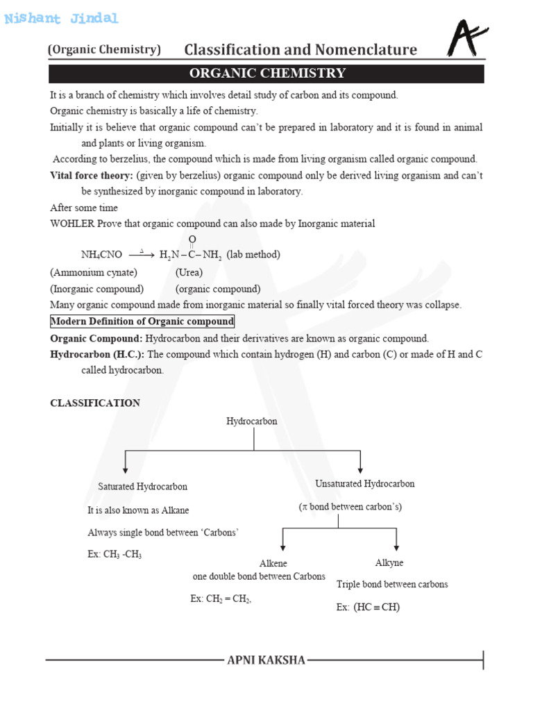 CLASSIFICATION AND NOMENCLATURE OF ORGANIC COMPOUNDS NOTES visual data 2