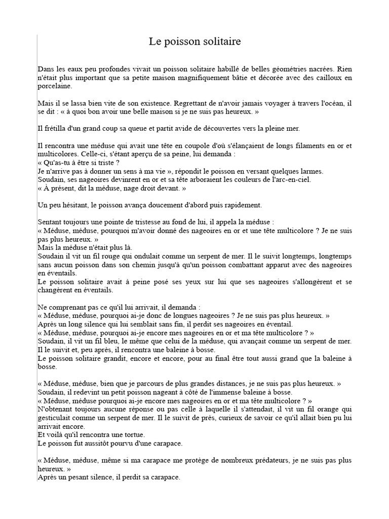 Le Poisson Solitaire | PDF | Poisson