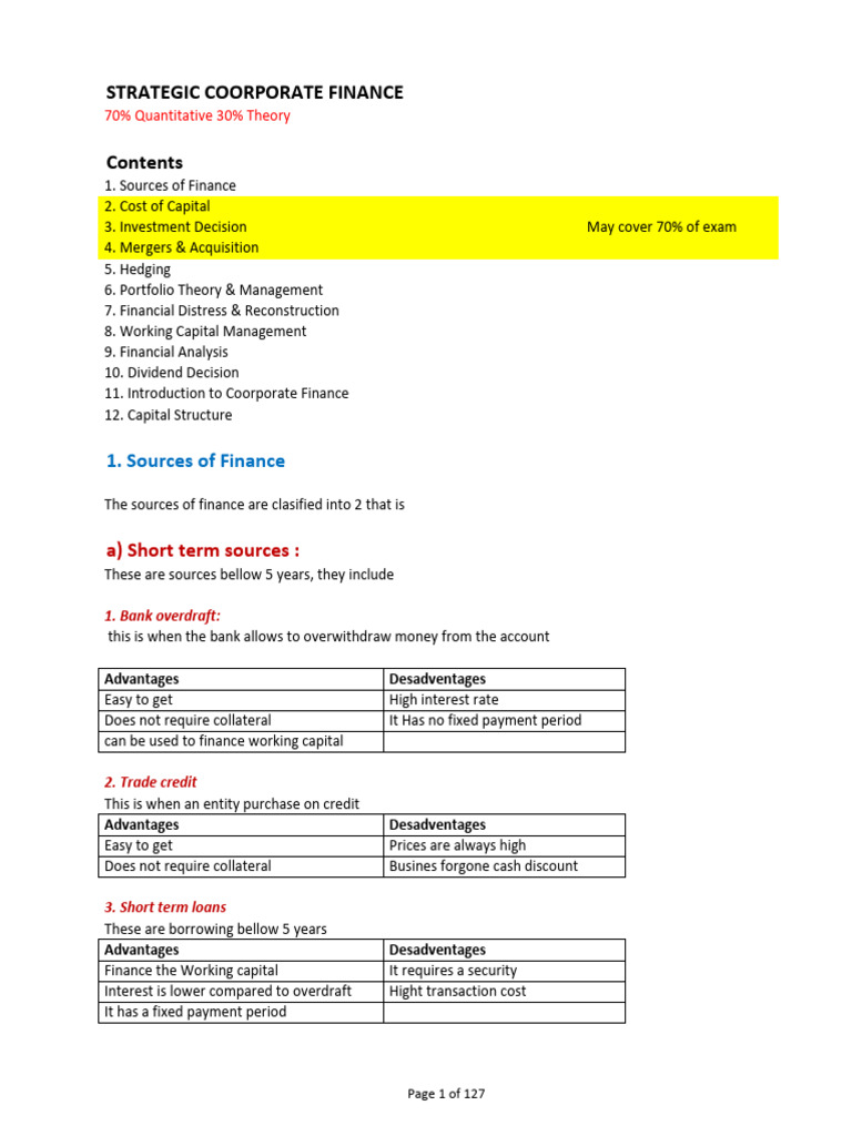 Strategic Corporate Finance Overview | PDF | Net Present Value | Bonds ...