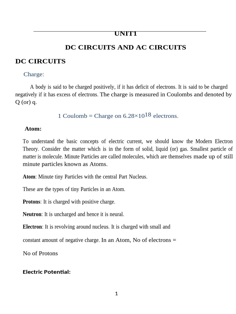 r23 Beee Unit1 Notes | PDF