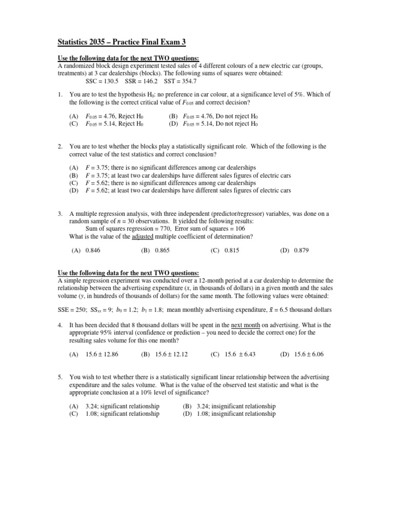 Practice Final Exam 3 | PDF