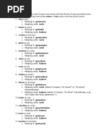 German Verbs Along With Their Partizip II