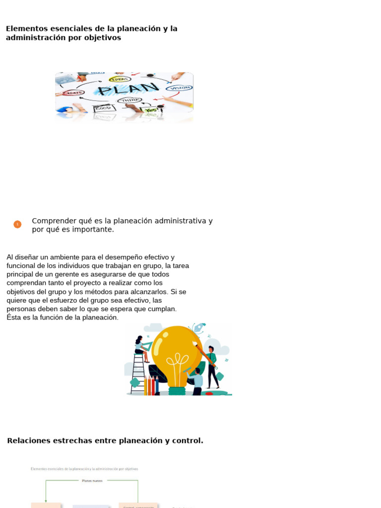 Elementos Esenciales de La Planeación y La Administración Por Objetivos ...