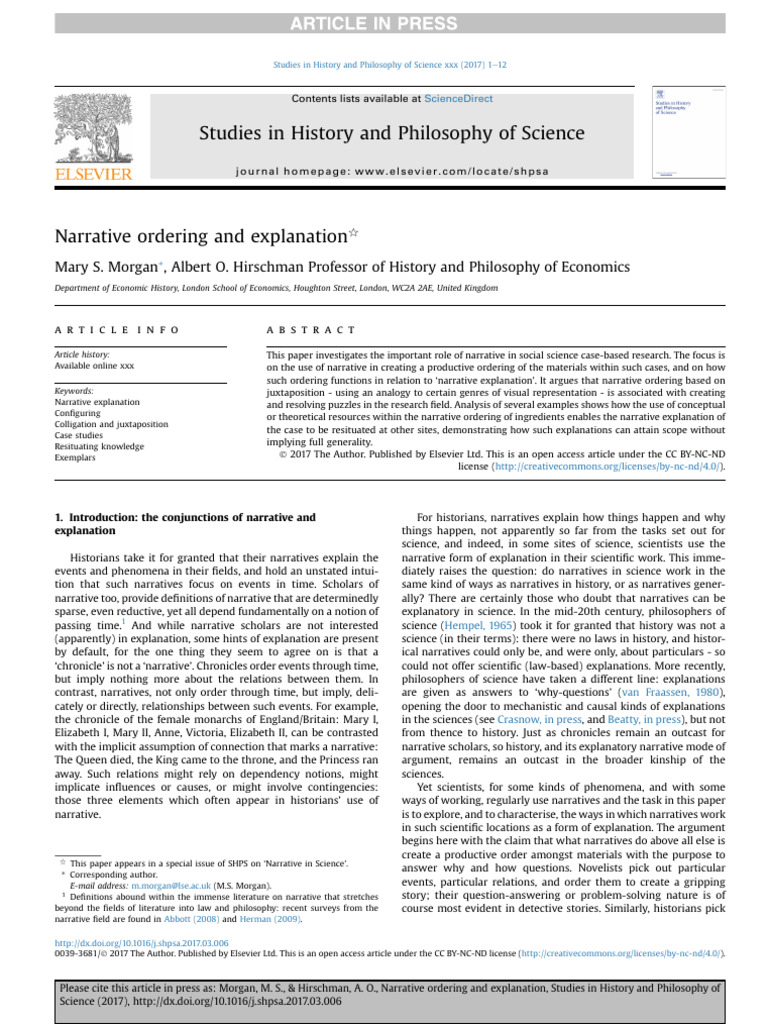 Narrative Ordering and Explanation | PDF