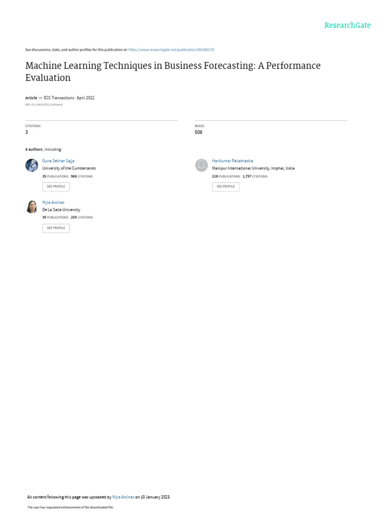Machine Learning Techniques in Business Forecasting: A Performance ...