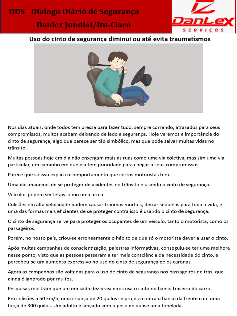 Uso Do Cinto de Segurança Diminui Ou Até Evita Traumatismos | PDF