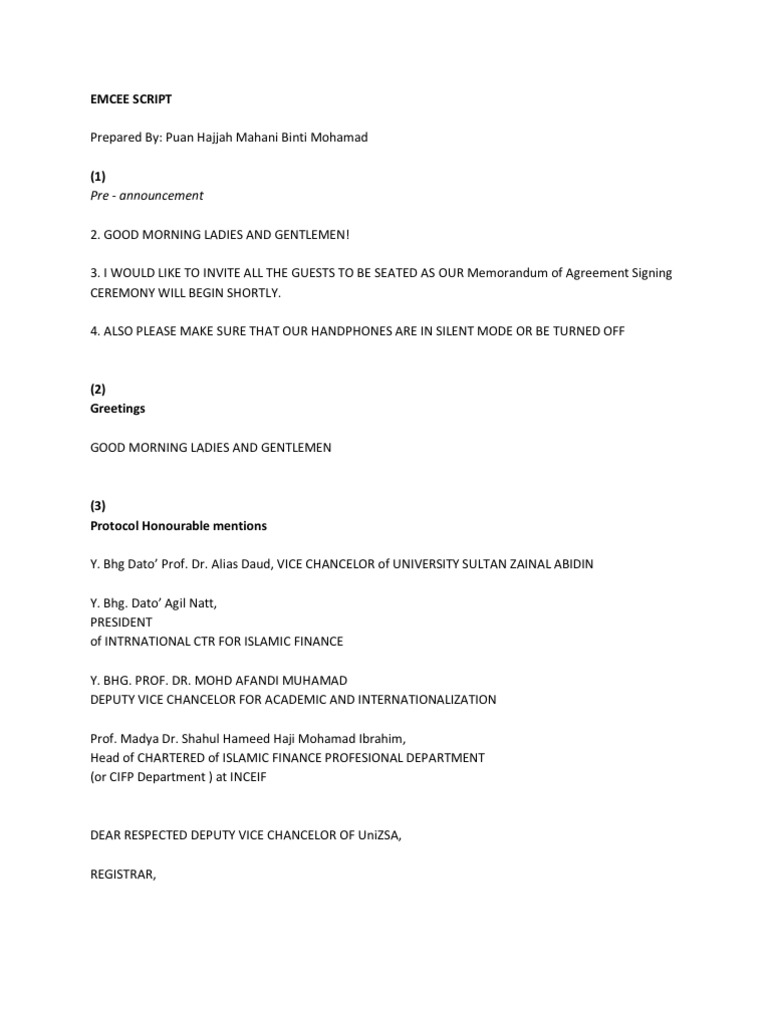 Emcee Script