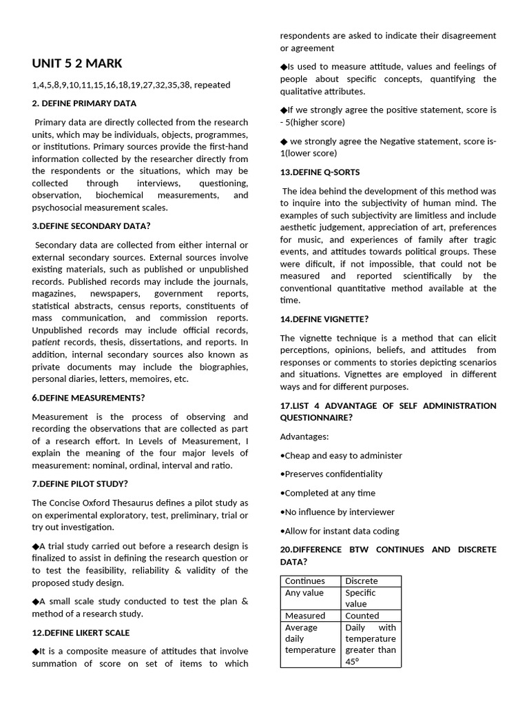 Research Chap 5 2 Mark | PDF