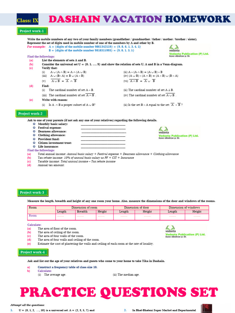 Dashain Vacation Homework 2080 20231015213443 Pdf