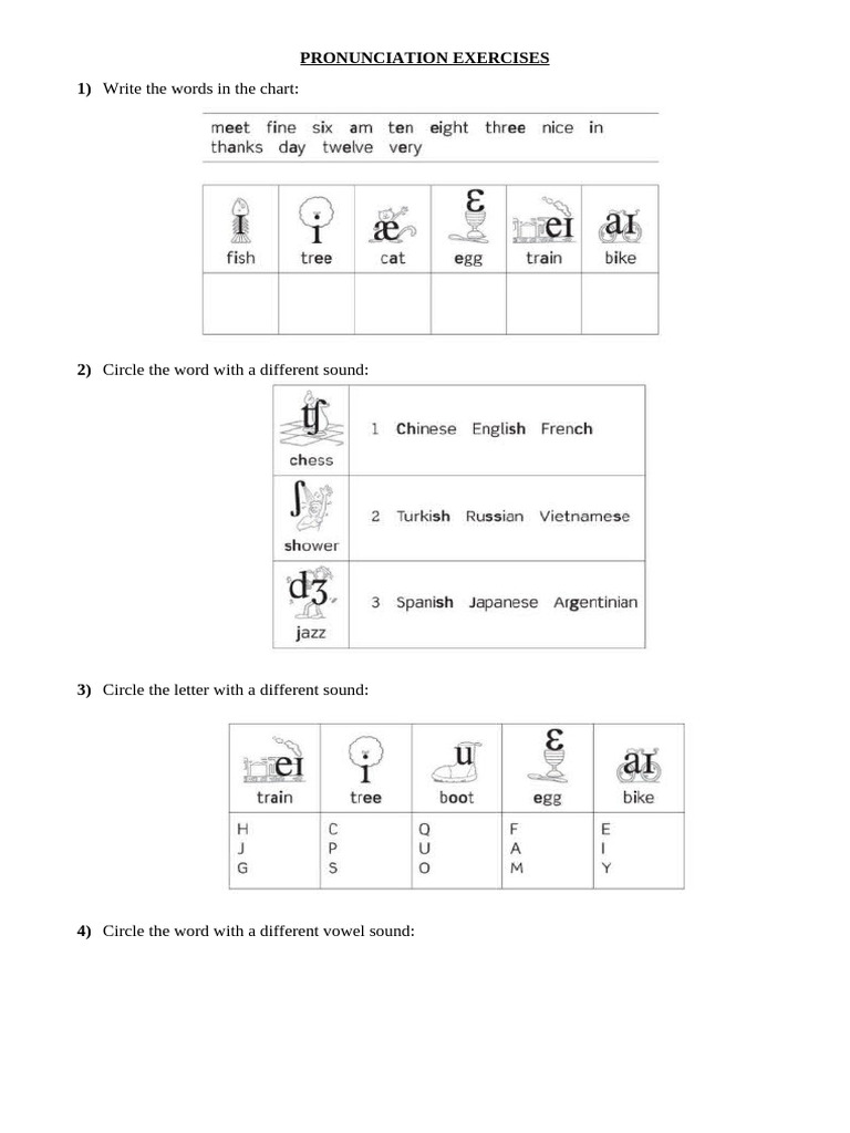 Pronunciation exercises pdf