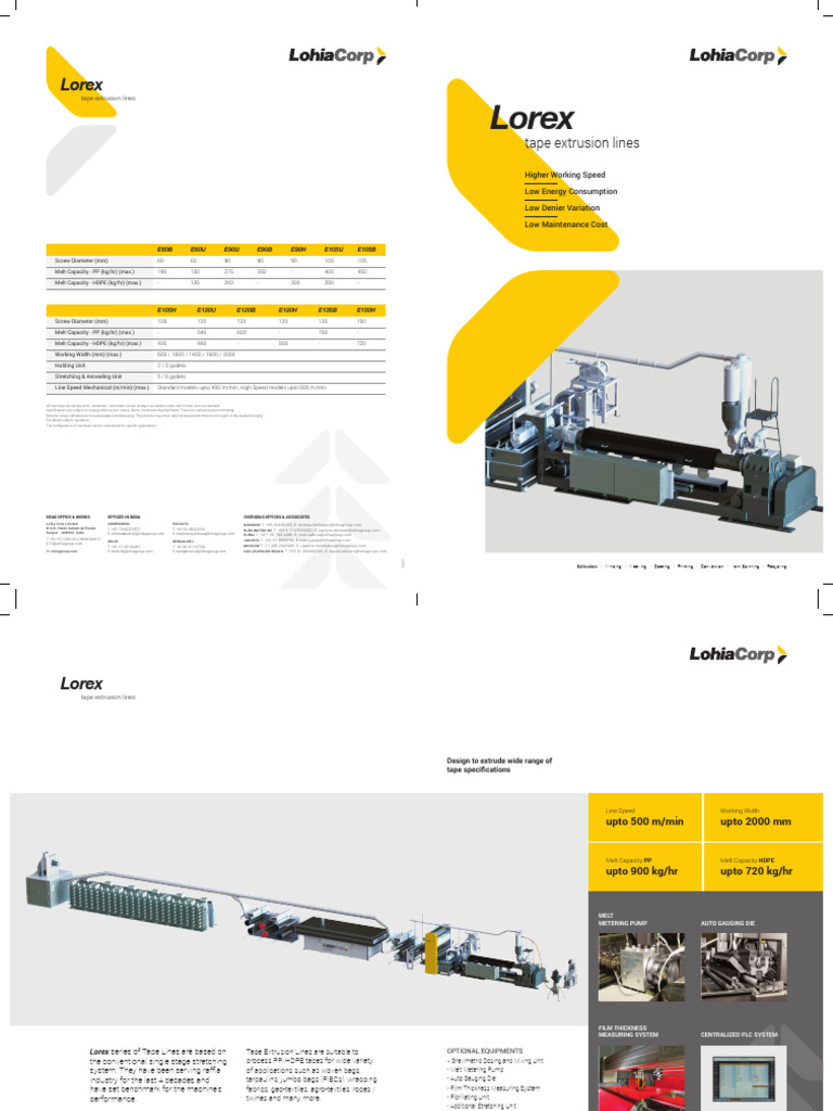 Tape Extrusion Line Lorex | PDF