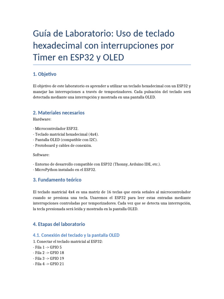 Guia teclado hexadecimal esp32 timer oled v1 pdf