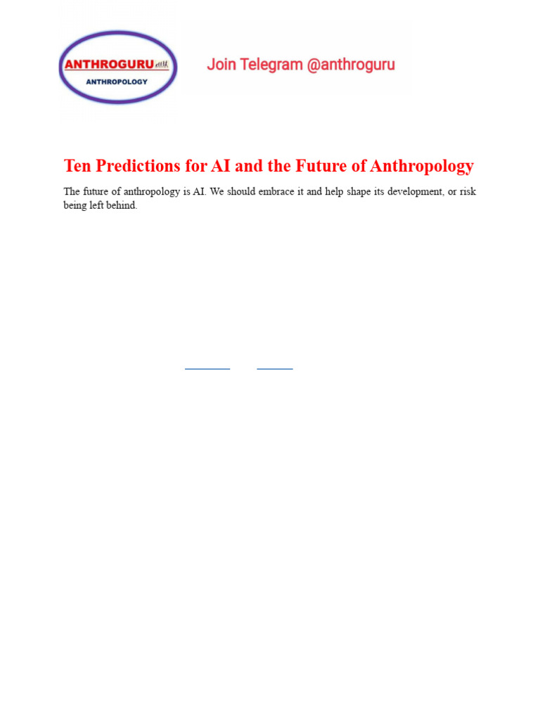 AI and Anthropology | PDF | Anthropology | Artificial Intelligence