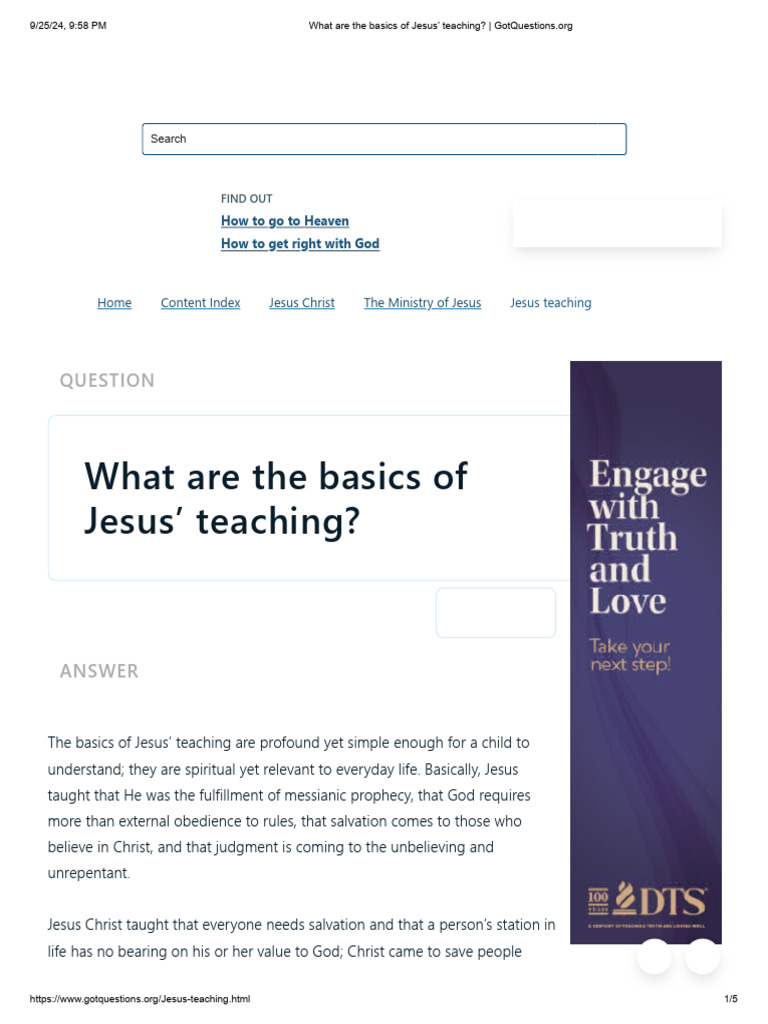 What Are The Basics of Jesus' Teaching | PDF