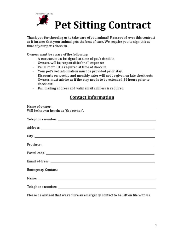 pet-sitting-contract-dogs-pdf-pet-veterinary-physician
