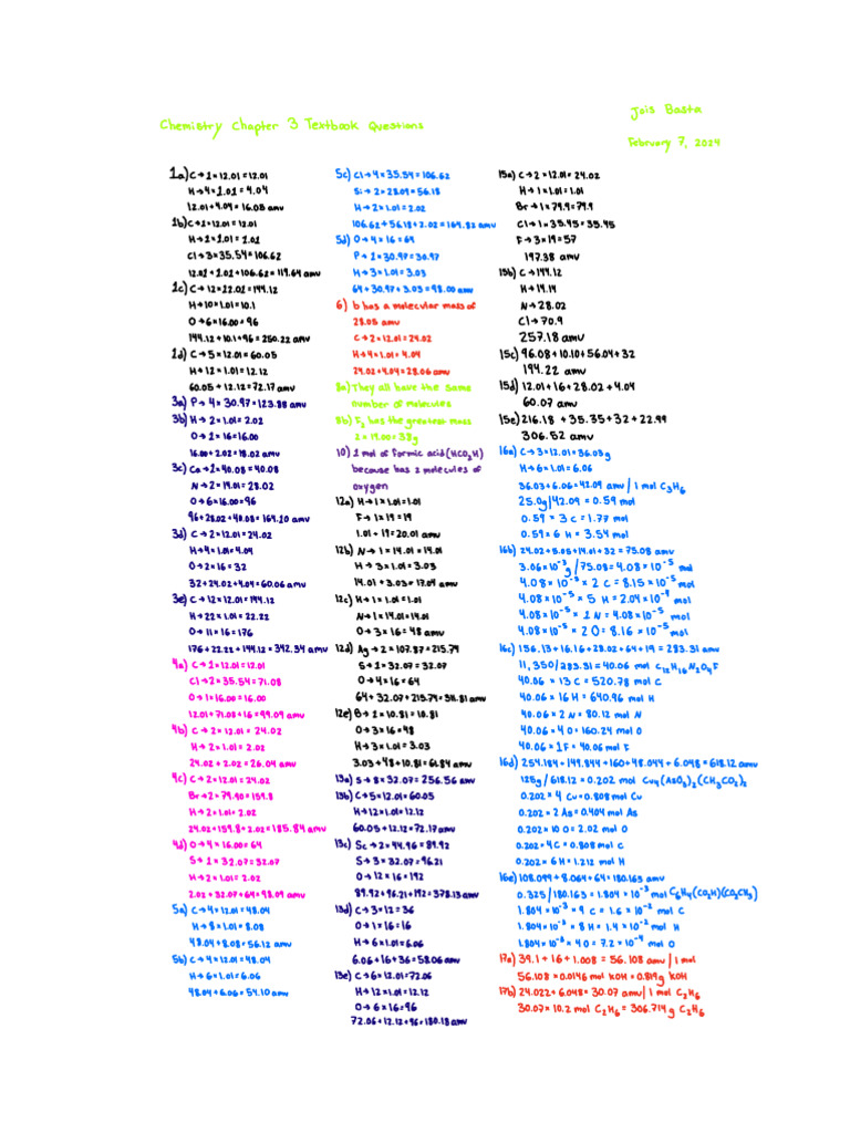 Chem Chapter 3 Textbook Questions | PDF