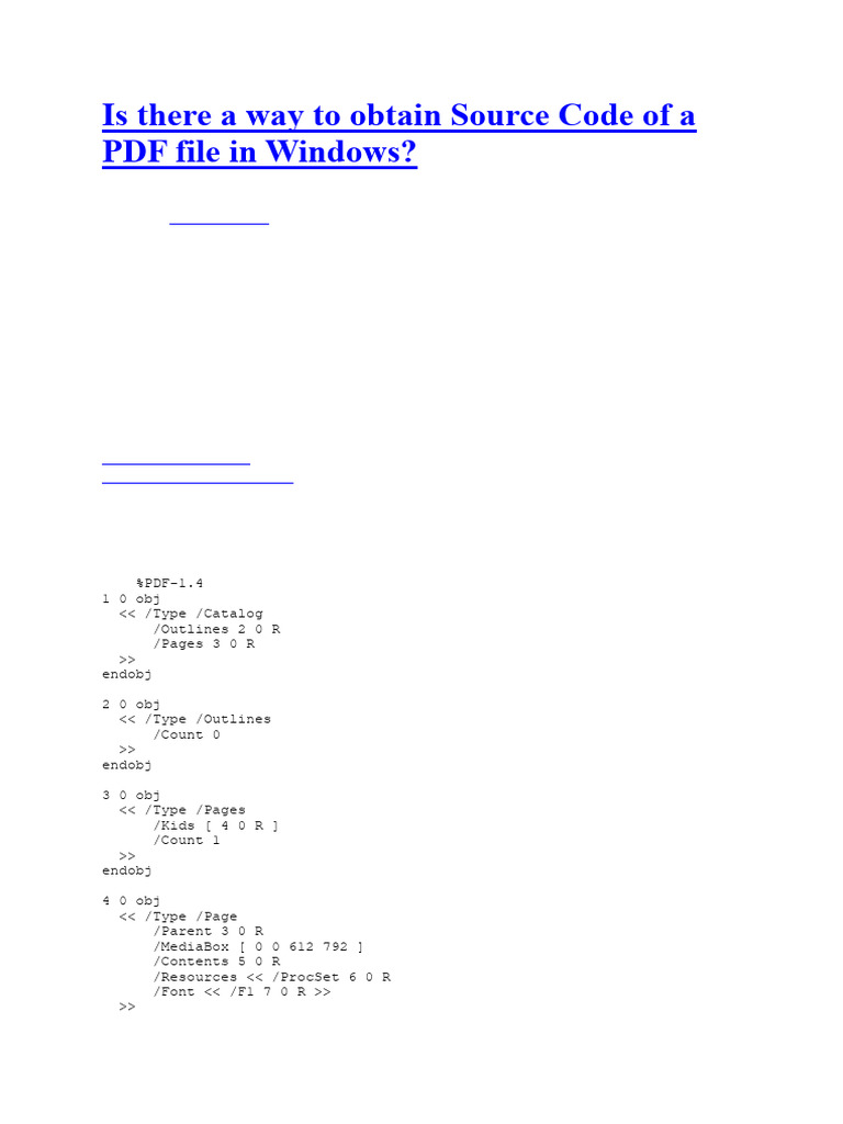 Is There A Way To Obtain Source Code of A PDF File in Windows | PDF