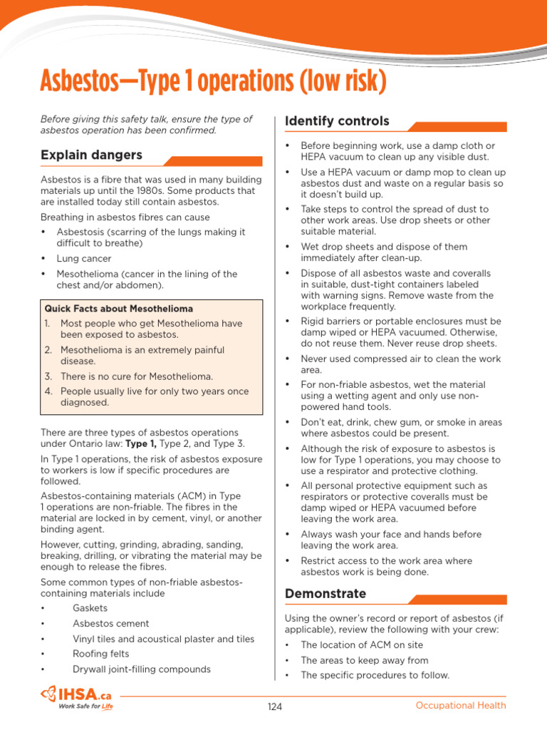 Asbestos Type 1 Operations | PDF
