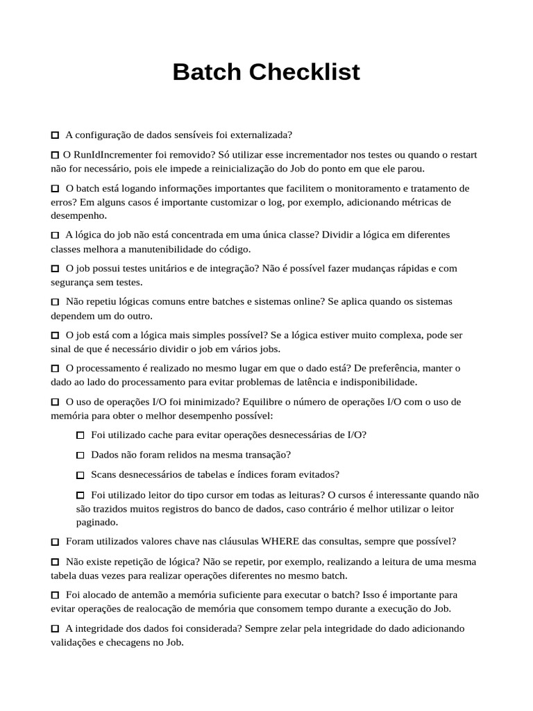 Batch Checklist Pdf