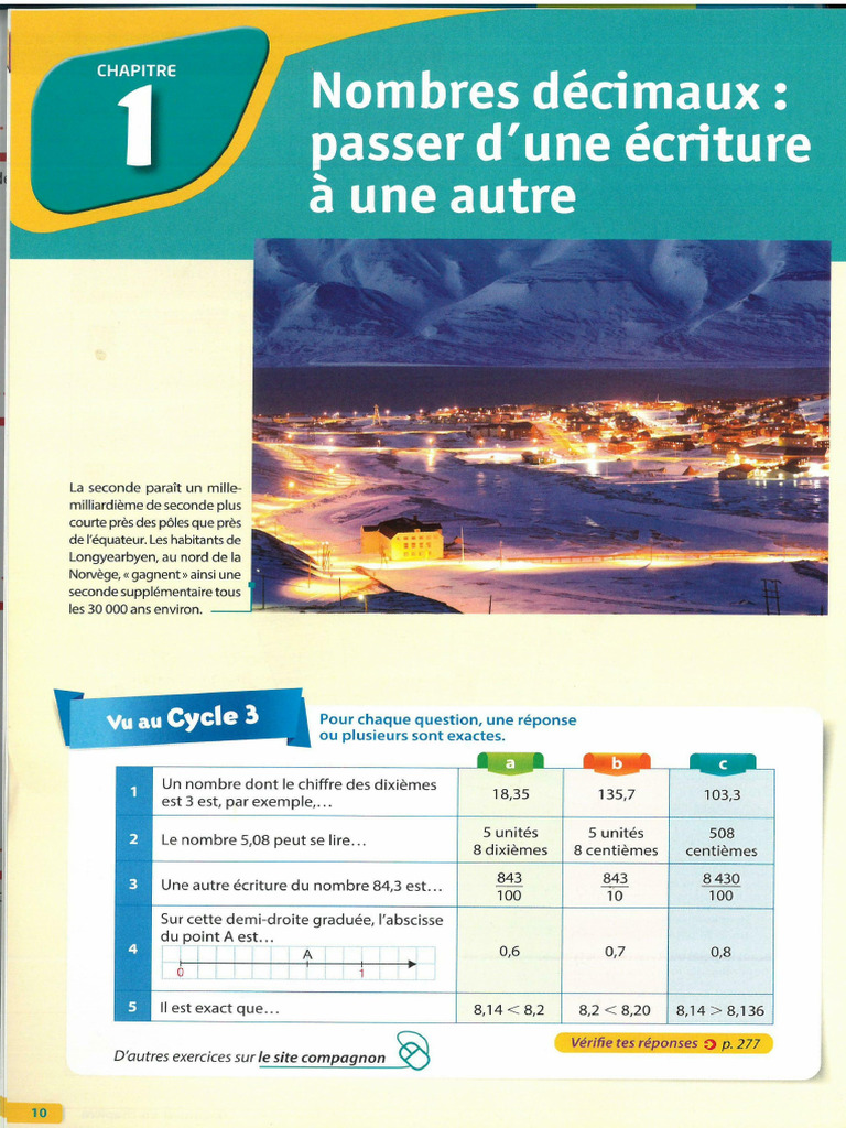 5e - 2016 - Transmath Chap01-Nombre - Decimaux | PDF
