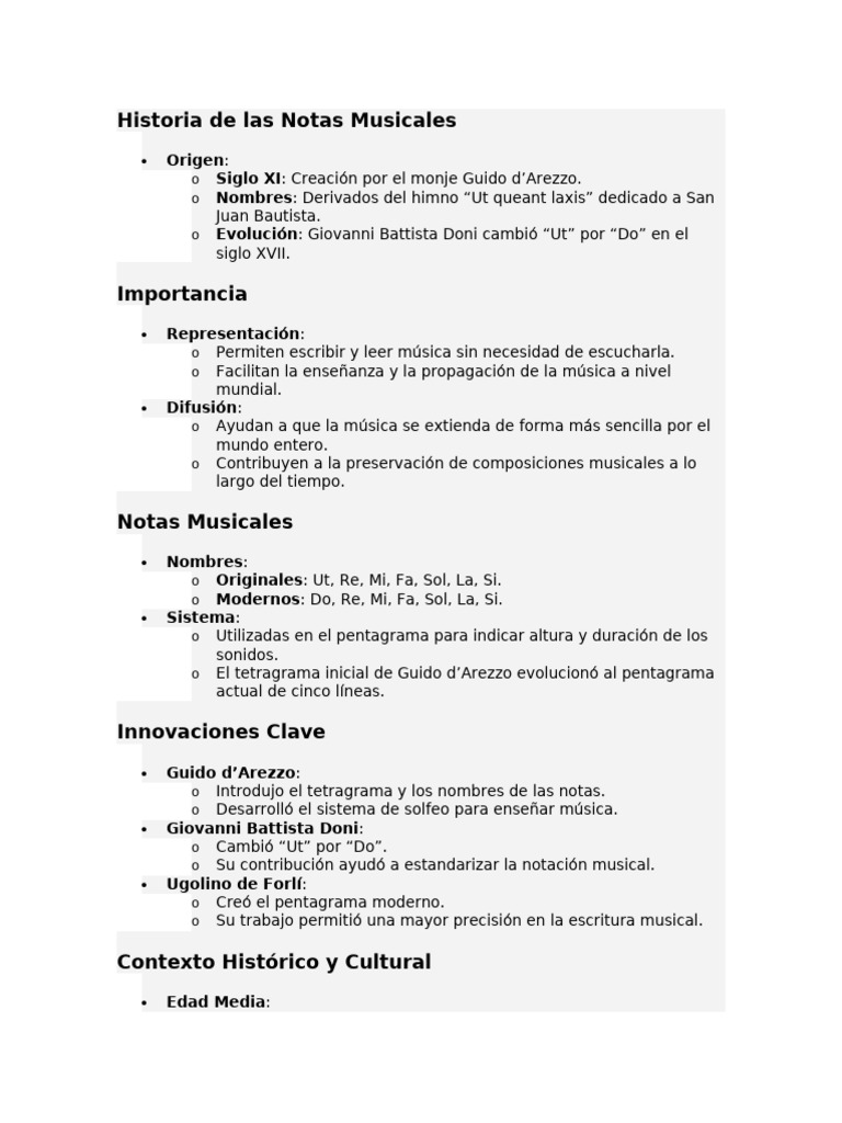 Historia de las Notas Musicales PDF