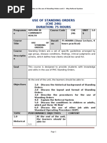 Che 246 Use of Standing Orders