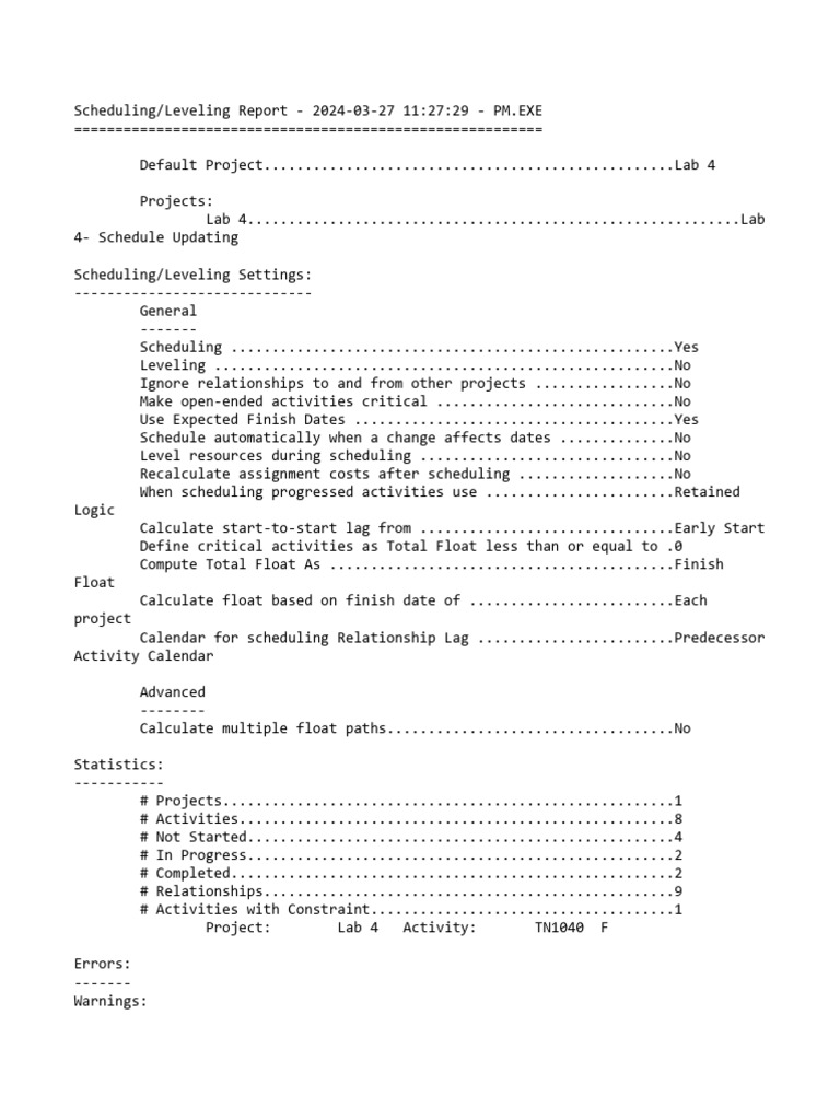 Lab 4 Scheduling Log Report | PDF | Computing | Computer Science