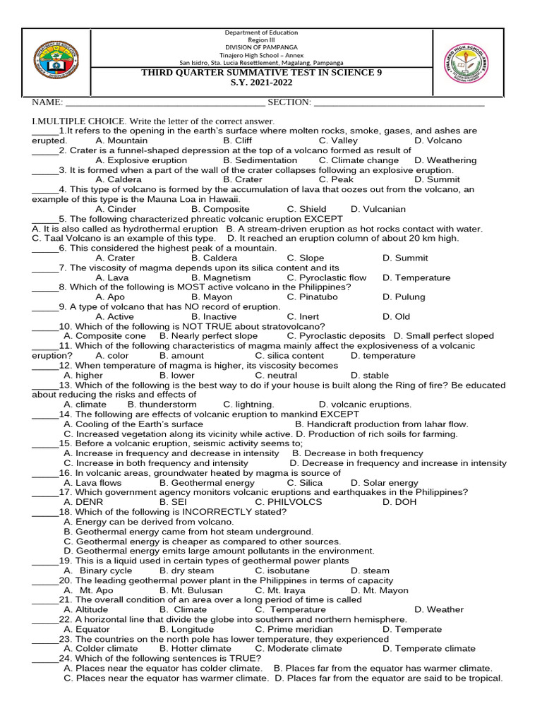 3RD QTR-SummativeTest-Science | PDF