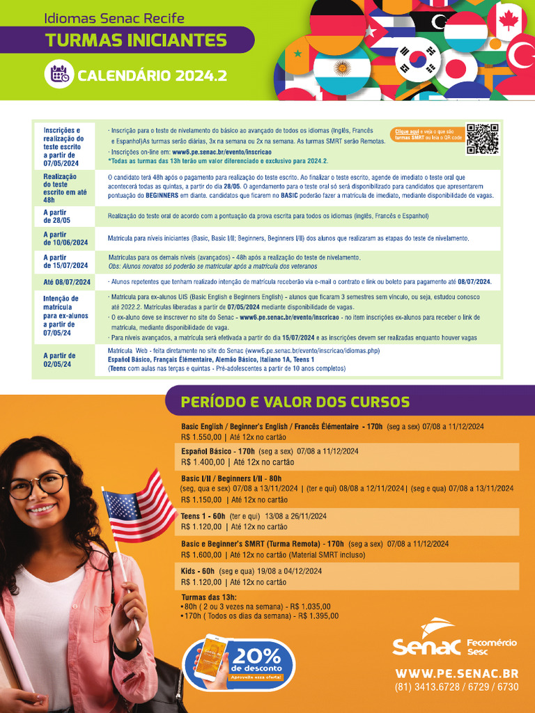 Calendario Idiomas 2024.2 Iniciantes | PDF