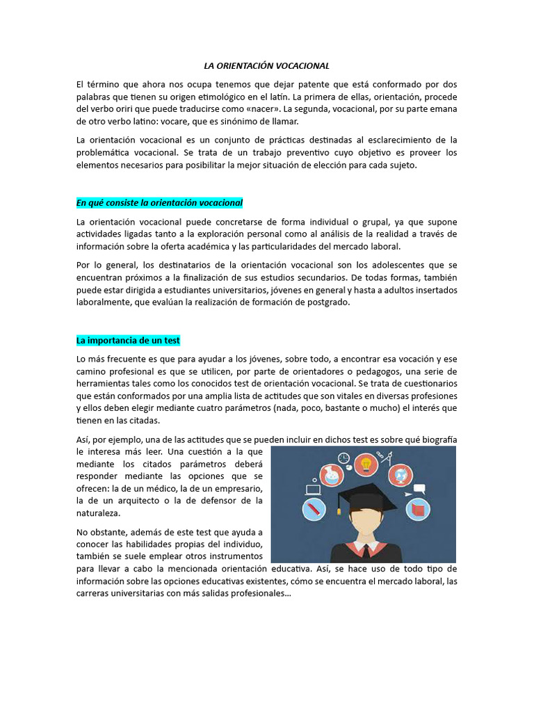 La Orientación Vocacional | PDF