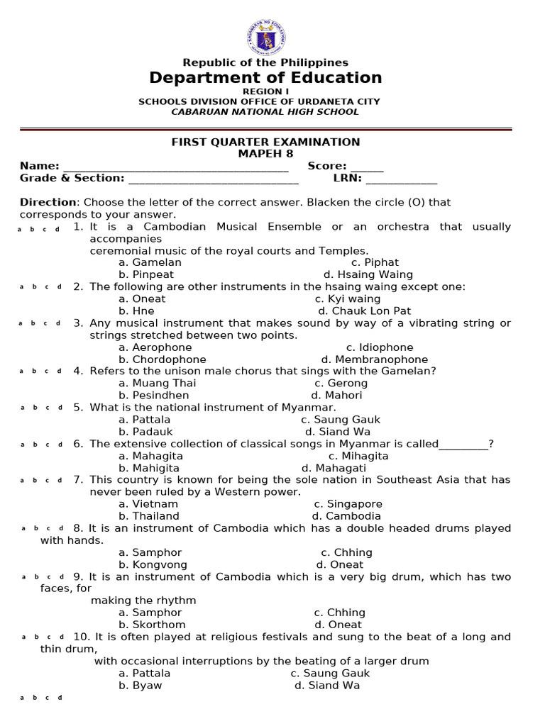 1ST QTR Examination | PDF